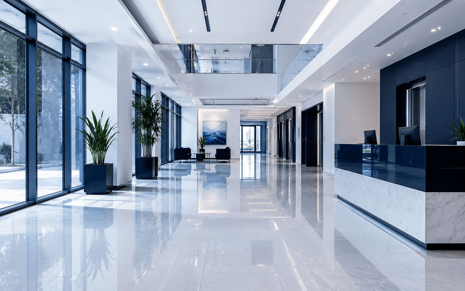 Ambiente corporativo limpo e organizado